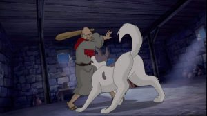 Jericho the Dog and Sykosus the dog killer engaged in battle.
