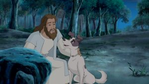 Jesus and Jericho the Dog, sharing a moment of friendship at Gethsemane.