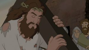 Jesus bearing His cross.