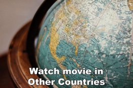 Photo showing a part of a globe, text: "Watch movie in Other Countries".