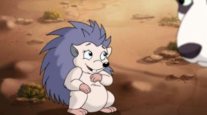Petra the Hedgehog bashfully smiling.
