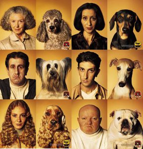 Photos of dogs and people looking alike. (© Mars)